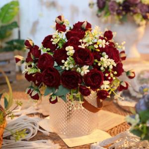 4 Bündel Pfingstrose Künstliche Blumen Weinrot Blumen Seidenpfingstrosen Blumensträuße für Hochzeit Partei Tischaufsätze Blumenarrangement Heim Küche Dekor