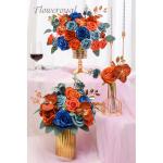 Künstliche Blumen Combo Königsblaue Blumen Mix Seidenblumen Orchideen Rosen mit Stielen für DIY Hochzeit Brautsträuße Babyparty Blumenarrangement Tischaufsätze Heimdekoration