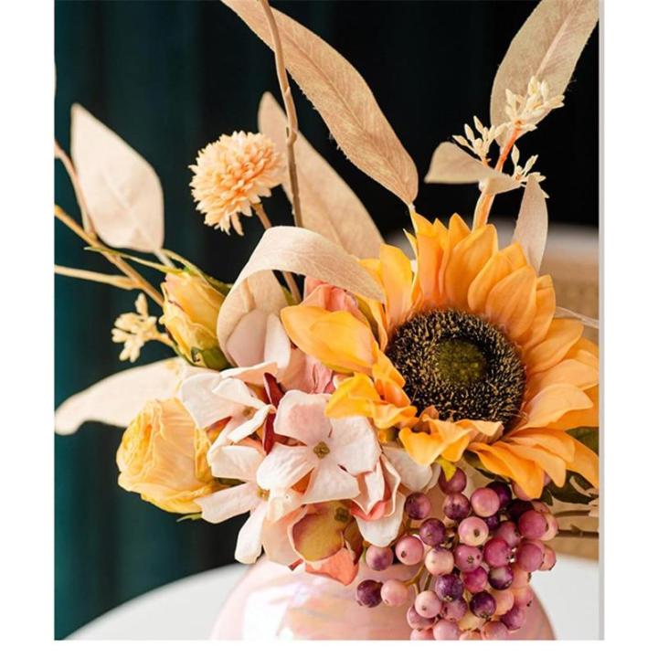 Kunstblumen Künstliche Blumen, Pflanzen, künstliche Blumen, Topfornamente für Heimdekoration, Kunstblumen mit Keramikvasen-Arrangement für jeden Anlass