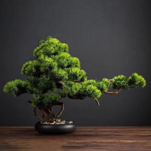 Bonsai Künstliche Bonsai-Baum Pflanzen Dekoration Kunstpflanze Pflanze,Japanischer Feng Shui Pinien,Feng Shui Lucky Deko,Kunstbaum,Höhe Ca 43cm,GrüN