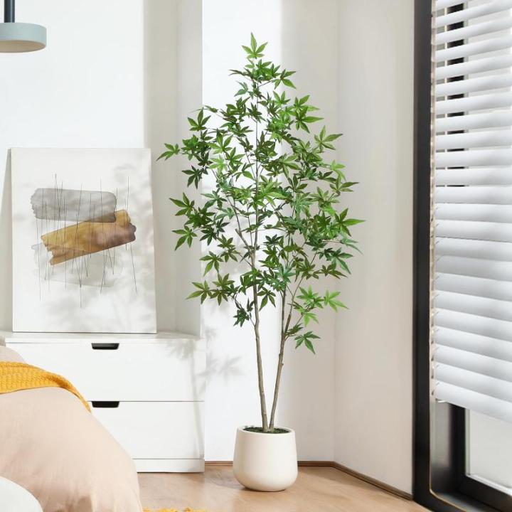 Kunstplant Esdoorn 150 cm grote , wit, bloempot, esdoornboom, als echt voor thuis, kantoor, tuindecoratie (1 stuks)