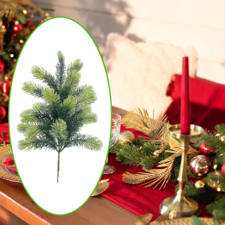 Künstlicher Pflanzenzweig, Weihnachtsstiel-Dekoration, praktische, praktische grüne Weihnachtsdekoration für den Schreibtisch zu Hause, Höhe 48cm