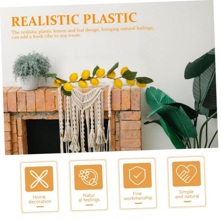 6 STK Simulation Zitronenrattan Sommerliche Haustürdekoration Frühling Künstliche Fruchtgirlande Künstliche Zitronengirlande Gelbe Zitronengirlande Künstliche Zweige Plastik Y