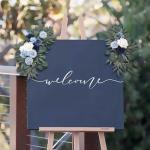 Bruiloftsboogbloemen, bloemenslingers voor bogen, woondecoratie, groene bladeren, kunstbloemenslingerset voor binnen, set van 2 voor recepties, blauw