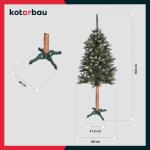 Kunstkerstboom, sneeuw, 160 cm, diamantsparrenboom op een houten stam met plastic standaard, kerstboom, kunstboom, kunstboom, kerstboom