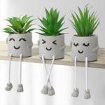 3 stuks kunstmatige vetplanten, echte planten met potten, emotioneel cement, potplant met hangende poten, decoratie, planten voor badkamer, tafeldecoratie, woonkamerdecoratie, vens