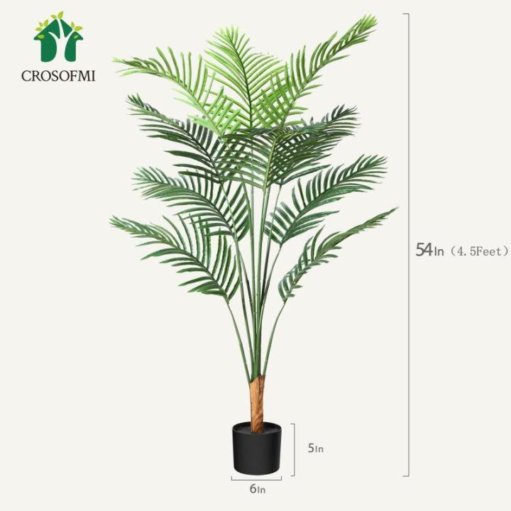Kunstpflanze Palmen 130 cm Plastik Künstliche Pflanze Groß Areca Palme im Topf Wohnzimmer Balkon Schlafzimmer Grün Deko (2 Pack)