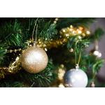 Kerstboomversiering - goud/bruin/parelmoer - 60-delig - set incl. boompunt, ballen, parelketting, slinger en sterren - kunststof