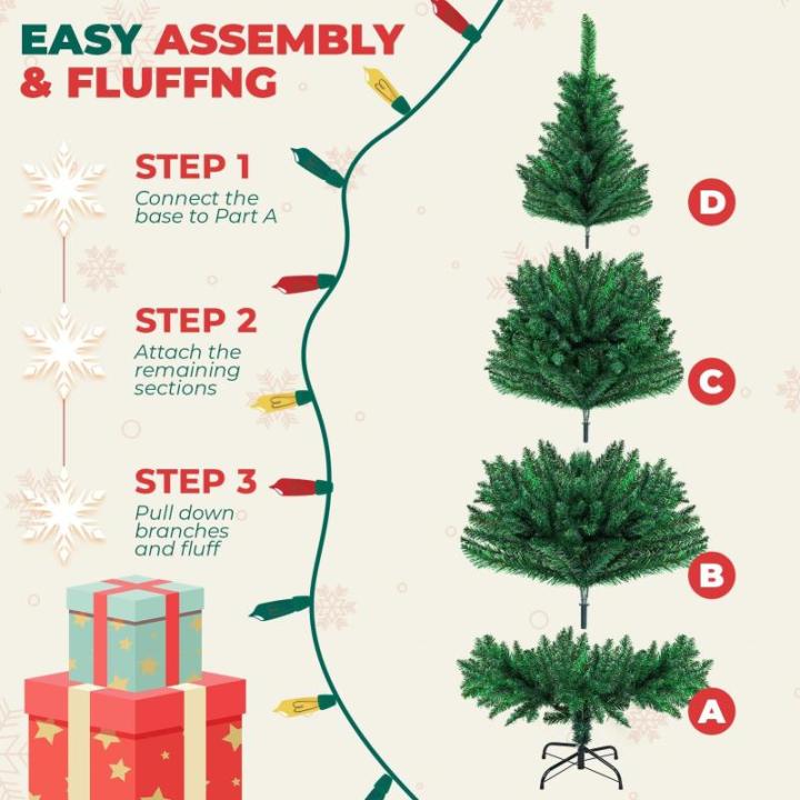 Künstlicher Weihnachtsbaum, Tanne, Bleistift, Tannenbaum, Tannenbaum, aufklappbarer Weihnachtsbaum, inklusive Ständer, Tannennadel-Weihnachtsbaum mit dicken Zweigspitzen, Weihnac