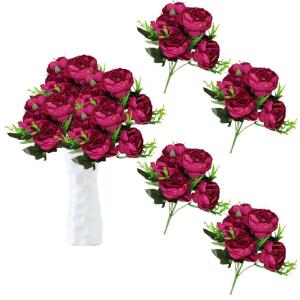Dekoblumen Künstlich 24 Stücke Künstliche Pfingstrose Blumen Gefälschte Glorious Blumensträuße Fake Flowers für Hochzeitsfest Hochzeitsdekoration 0806