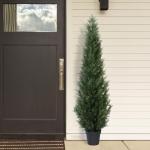, grote cederboom, 155 cm, als echt in pot, kunststof, buitendecoratie, verpakking van 2 stuks
