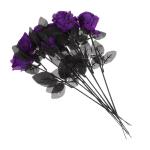 8St Augenblumenarrangement Dekor Seidenstrauß aus schwarzen Rosen Verzierungen Halloween Party Halloween Scherzartikel kunstpflanze emulierte Rose Halloween-Rose Polyester Lavende