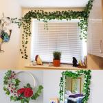 2 Stück künstliche Girlande Efeu Ranken Deko Girlande Efeugirlande, Kunst Pflanze hängen ranke für Hochzeit, Party, Zimmer, Wand,Balkon, Garten,Terrasse, Wohnung usw Deko
