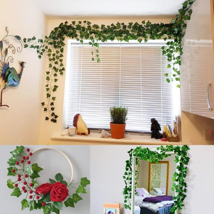2 Stück künstliche Girlande Efeu Ranken Deko Girlande Efeugirlande, Kunst Pflanze hängen ranke für Hochzeit, Party, Zimmer, Wand,Balkon, Garten,Terrasse, Wohnung usw Deko