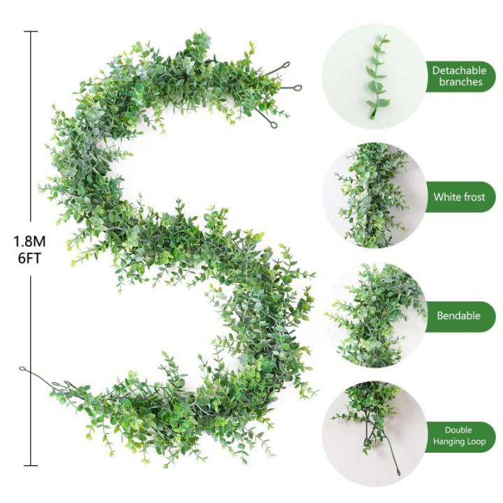 3Pcs Kunstmatige Eucalyptus Garland Wijnstokken 6FT Kunstmatige Opknoping Planten Faux Eucalyptus Bladeren Zijde planten kunstmatige groen slinger voor Bruiloft Party Home Decor