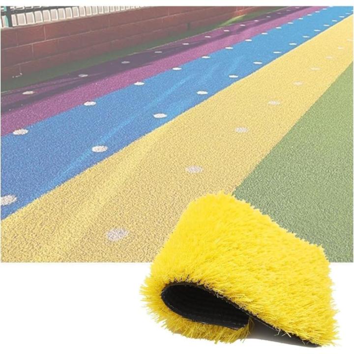 Kunstrasen für Garten und Haustiere, zuschneidbar, Spielmatte für Spielplätze und dekorativer Rasenteppich, synthetischer Kunstrasen (100 x 200 cm), Gelb (60 x 200 cm)