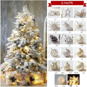 Künstlicher Baum Großer weißer Weihnachtsbaum, künstlicher schneebedeckter Baum mit Ornamenten, Weihnachtsbaum für Zuhause/Büro/Party-Dekoration