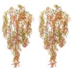 , 2 stuks, kunstklimopslinger, 80 cm, voor binnen en buiten, kunstbloemen voor muur en tuin (rood)