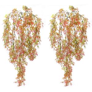 , 2 stuks, kunstklimopslinger, 80 cm, voor binnen en buiten, kunstbloemen voor muur en tuin (rood)