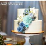 34 stuks om te knutselen, blauw, kleine bloemkoppen, 4 ~ 7 cm, mini , bloemhoofdjes, decoratie, zijden bloemen, , bloemendecoratie, rozen, hortensia's voor