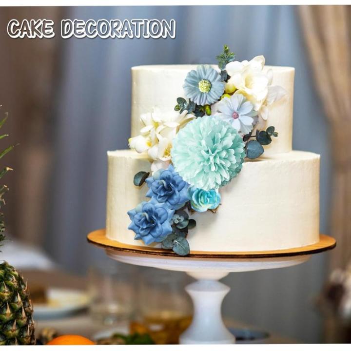 34 stuks om te knutselen, blauw, kleine bloemkoppen, 4 ~ 7 cm, mini , bloemhoofdjes, decoratie, zijden bloemen, , bloemendecoratie, rozen, hortensia's voor