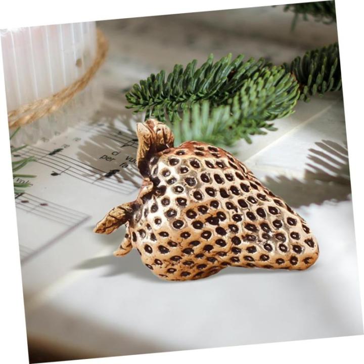3 Stück Messing Erdbeer Desktop Erdbeer Ornament Messing Basteldekor Exquisite Erdbeer Dekorationen Exquisite Erdbeer Statuen Dekor Messing Bastelstatuen Messing Dekor