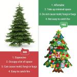 Vilten kerstboom van vilt, vilt, kerstboom voor kinderen, 3,28 ft viltboom om te versieren, doe-het-zelf vilten kerstboom met 32 ornamenten, kerst, decoratie voor muren, ramen en d