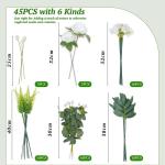 45 Stück Künstliche Zweige & Kunstblumen Wie Echt, Weiß Blumen Blätter Eukalyptus Hortensien Künstlich Dekozweige Kunst Blumen Kunstblumenstrauss für DIY Blumenstrauß Brauts
