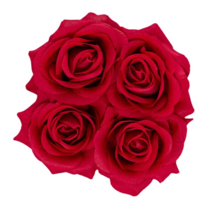 Rozenbox rond, 4 rozen, stabiele bloemenbox, wit, 10 jaar houdbaar, cadeau-idee, decoratieve bloemenbox, rood