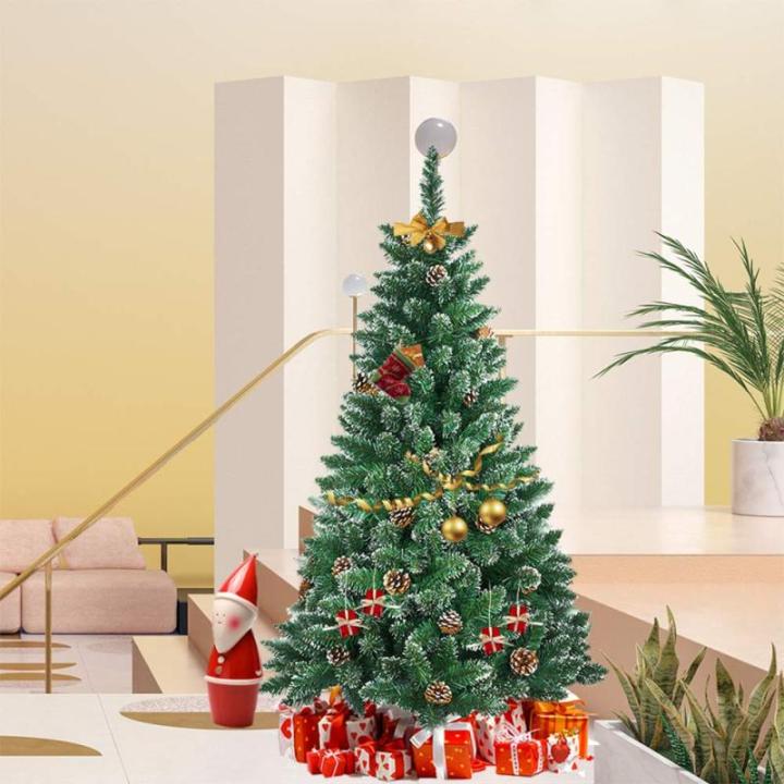 Kunstkerstboom, 210 cm, pvc, met sneeuweffect, dennenappels, kerstboom met snel op te bouwen, klapsysteem, brandvertragende kunstdennenboom met metalen standaard