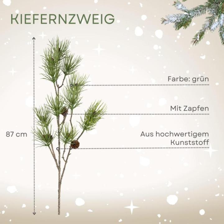 Kerstdennentak, groen, 87 cm, kunstdennentak met natuurgetrouwe dennenappels en naalden, kerstdecoratie, tafeldecoratie voor Kerstmis, kerststuk