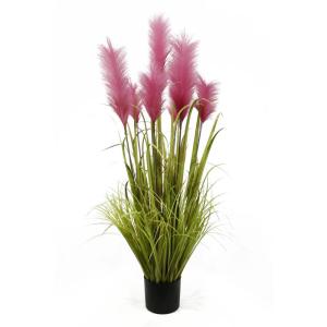 Kunstgras, kunstgras, decoogras, kunstplant, kamerplant, groene plant, kunstmatige plant, decoratie, in zwarte pot, zeer realistisch, groen (120 cm - artikelen. MN-KP-2231)
