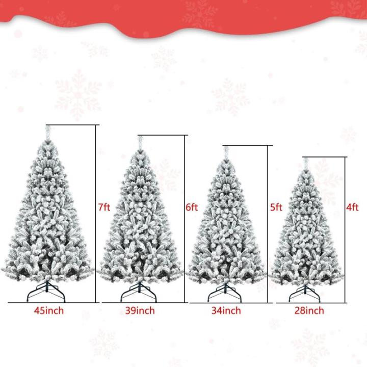 9FT beflockter künstlicher Weihnachtsbaum mit 1910 Zweigspitzen, einfache Montage, Stabiler Metallständer für Zuhause, Büro, Partydekoration, Keine Lichter (1430TF-US)