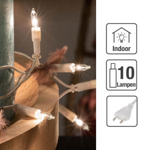 831184 Lichtsnoer voor , 10 lampjes, 1,35 m, mini-lichtketting met stekker, met reservelampjes, lichtketting, raamdecoratie met heldere warme reservelampen, voor de klassieke denne