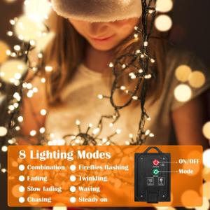 Solar ljuskedja utomhus 22 m 200 LED, 8 Mode Fairy Lights Outdoor Solar, IP44 Weerbestendige Outdoor Fairy Lights voor Kerstmis, Tuin, Tuin, Patio, Bruiloftsdecoraties (Warm Wit)[G