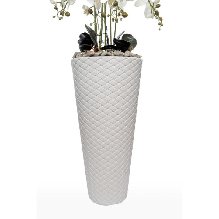 Kunstorchideeën vlinder in decoratie hoge pot kunstplant zeer groot XXL 140 cm als echt (witte knoppen)