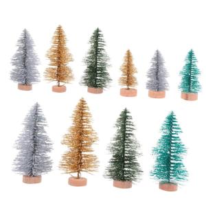 10St Mini-Weihnachtsbaum realistische kleine weihnachtsbäume Künstliche Sisalbäume künstlicher Weihnachtsbaum künstliche weihnachtsbäume Flaschenbürstenbäume Sisal mit Holz