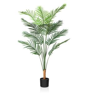 Kunstpflanze Palmen 130 cm Plastik Künstliche Pflanze Groß Areca Palme im Topf Wohnzimmer Balkon Schlafzimmer Grün Deko (1 Pack)