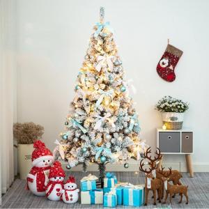 7,8 Fuß, beleuchteter künstlicher Weihnachtsbaum aus beflocktem Schnee, geschmückter Kiefernbaum, auf dem Auto verteilt, umweltfreundlicher Weihnachtsbaum für modische We，Mul