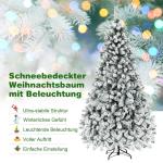 Kunstkerstboom met sneeuw en warmwitte ledverlichting, dennenboom met metalen standaard, pvc-naalden, kunstboom, klapsysteem, 225 cm, 180/225 cm