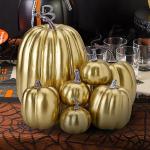 Herbstkürbisse, 7 Stück Künstliche Kürbisse, Schaumstoff, Herbstkürbis für Ernte, Herbs_t, Tisch, Zuhause, Garten, Erntedankfest, Halloween, Party-Dekoration