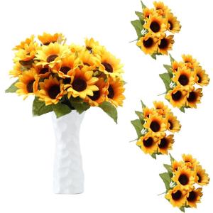 28 kunstzonnebloemen zonnebloemen enkele steel kunstmatige zonnebloem voor bruiloft boeket tafelopzetstukken decoratie 1302