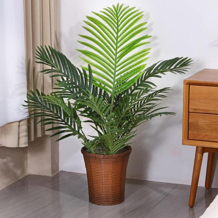 Kunstpflanzen Groß Areca Kunstpalme 90 cm im Topf Künstliche Pflanze Tropical Hawaii Grün Fake Plant für Schlafzimmer Büro Garten Hochzeit Party Deco (1 Stück)