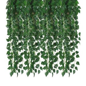 Kunstklimopslinger, 84 poten, 12 strengen, bladeren, wijnstokken, groene planten, slinger, ophanging, , canvas, achtergrond, bruiloft, boog, muur, jungle, tafel, feest, decoratie,