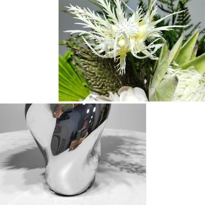 Kunstblumen Leichter Luxus-Esstisch, Florale Kunst – Seidenstoff und Silikon, Schlichter grüner Simulationsblumenstrauß für Wohnzimmer für jeden Anlass