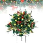 Weihnachts-Pflanzgefäß, künstliche Weihnachtsblumen für den Außenbereich, Urlaubs-Pflanzgefäßfüller, Urlaubs-Pflanzgefäß-Dekorationen, Urlaubs-Pflanzgefäß mit Lichtern,