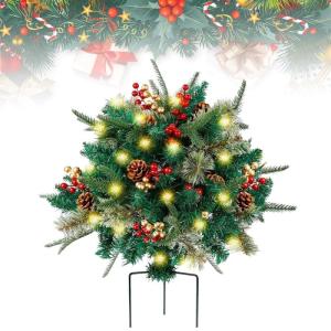 Weihnachts-Pflanzgefäß, künstliche Weihnachtsblumen für den Außenbereich, Urlaubs-Pflanzgefäßfüller, Urlaubs-Pflanzgefäß-Dekorationen, Urlaubs-Pflanzgefäß mit Lichtern,