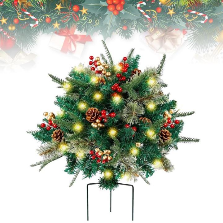 Weihnachts-Pflanzgefäß, künstliche Weihnachtsblumen für den Außenbereich, Urlaubs-Pflanzgefäßfüller, Urlaubs-Pflanzgefäß-Dekorationen, Urlaubs-Pflanzgefäß mit Lichtern,