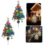 2pc Künstlicher Weihnachtsbaum mit Lichterkette Außen Solar 85cm LED Weihnachtsbaum mit 14pc Weihnachtskugeln, Weihnachtsdeko Outdoor Solar Deko für Außen Garten Künstlicher W