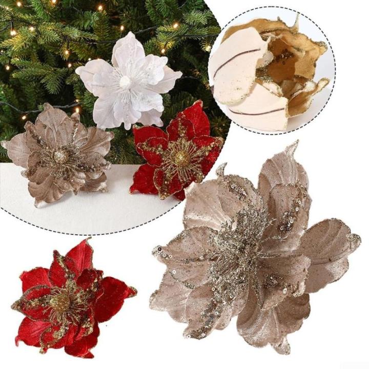Glitzernder Weihnachtsstern, Weihnachtsbaumschmuck, hängende Dekoration für Weihnachtsbaum, Hochzeit, Party, Kranz, Dekoration (weiß)